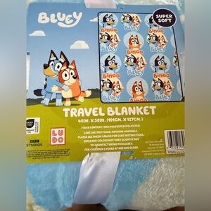Bluey Travel Blanket - Light Blue/White Super Soft Throw